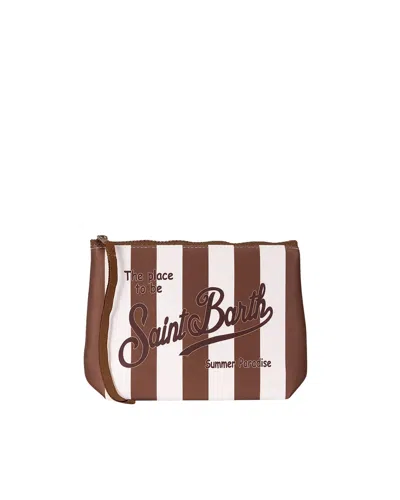 Mc2 Saint Barth Pochette Aline Brown Stripes Pop In Multi
