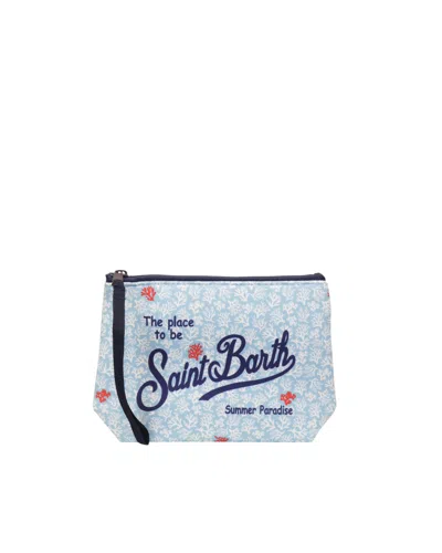Mc2 Saint Barth Pochette Aline Coral Motif In Blue