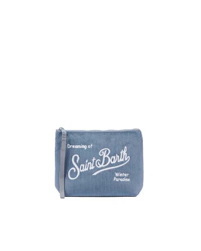 Mc2 Saint Barth Pochette Aline Corduroy Azzurro In Blue