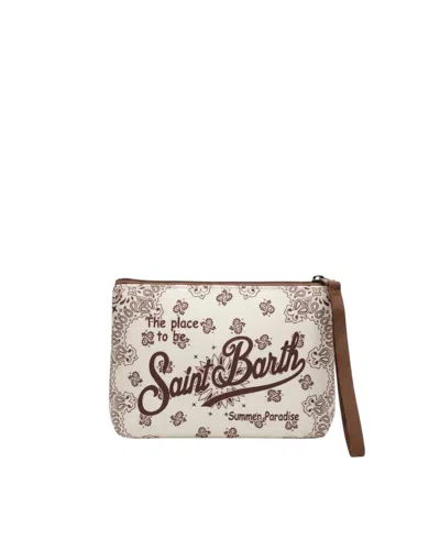 Mc2 Saint Barth Pochette Aline Cream Bandanna Round In Brown