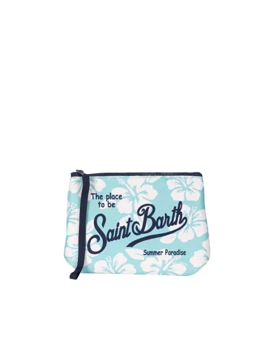 Mc2 Saint Barth Pochette Aline Floreale Celeste In Green