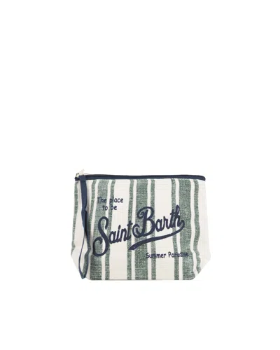 Mc2 Saint Barth Pochette Aline In Lino Con Motivo A Righe
