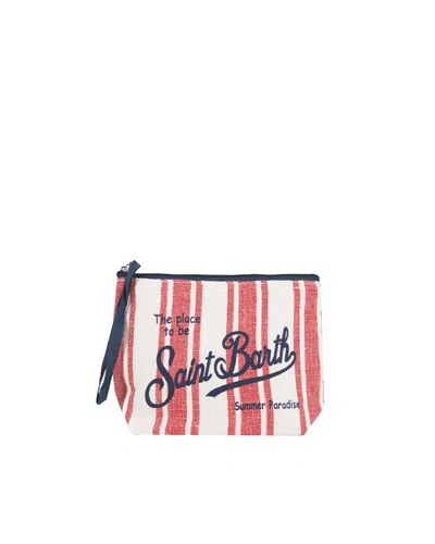 Mc2 Saint Barth Pochette Aline In Lino Con Motivo A Righe