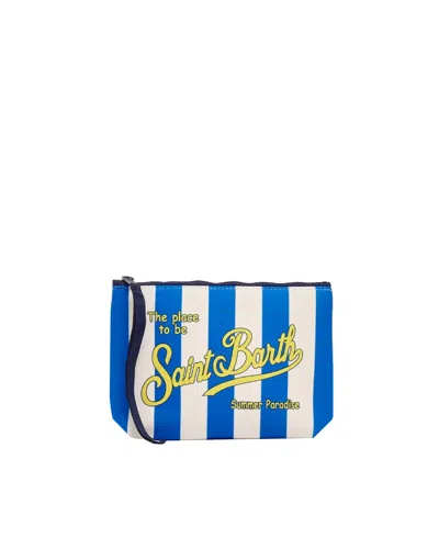 Mc2 Saint Barth Pochette Aline In Scuba Con Stampa A Righe Blu