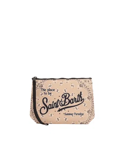 Mc2 Saint Barth Pochette Aline In Scuba Con Stampa Bandana Beige