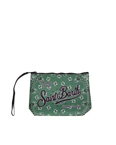 Mc2 Saint Barth Pochette Aline In Scuba Con Stampa Bandana Verde