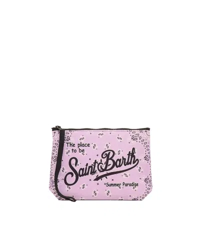 Mc2 Saint Barth Pochette Aline In Scuba Con Stampa Bandana Viola