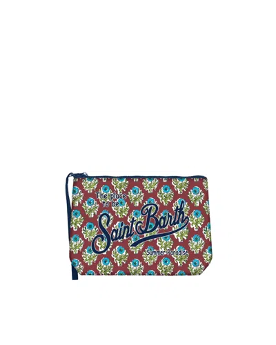 Mc2 Saint Barth Pochette Aline In Scuba Con Stampa Floreale Marrone
