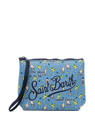 Mc2 Saint Barth Aline Scuba Pouch With Hugo Print In Blue