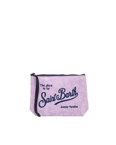 Mc2 Saint Barth Pochette Aline In Scuba Con Stampa Seamless Sea Viola