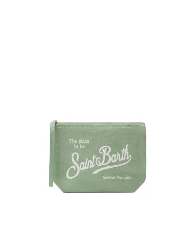 Mc2 Saint Barth Pochette Aline Lino Sage In Green