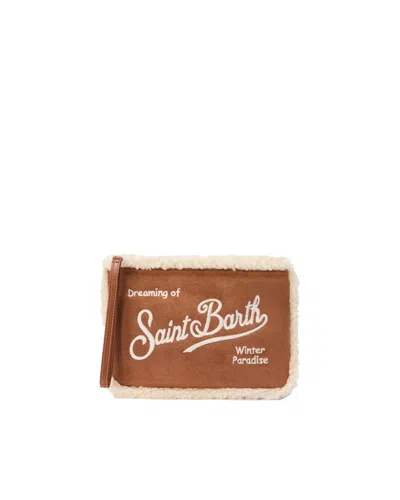 Mc2 Saint Barth Pochette Aline Shearling In Sherpa E Faux Suede Cammello