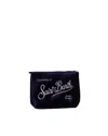 Mc2 Saint Barth Pochette Aline Velvet In Velluto Blu E Strass In Blue