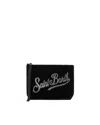 Mc2 Saint Barth Pochette Aline Velvet In Velluto Nero E Strass In Black