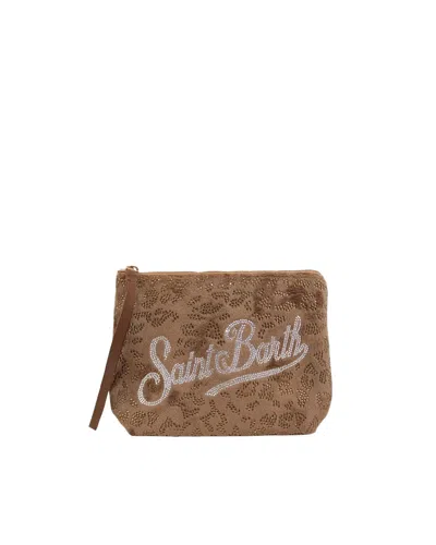 Mc2 Saint Barth Pochette Aline Velvet Strass Leopard
