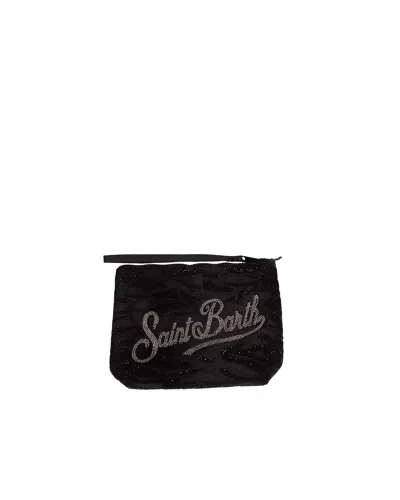 Mc2 Saint Barth Pochette Aline Velvet Strass Nera