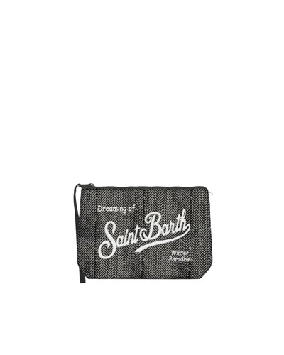Mc2 Saint Barth Pochette Aline Wool In Misto Lana Spigato In Gray