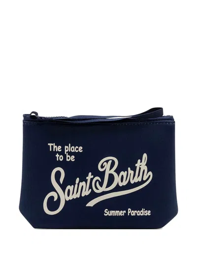 Mc2 Saint Barth Aline Logo Zip Clutch Bag In Blue