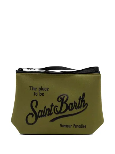 Mc2 Saint Barth Aline Logo Zip Clutch Bag In Green