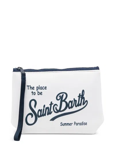 Mc2 Saint Barth Aline Logo Zip Clutch Bag In White