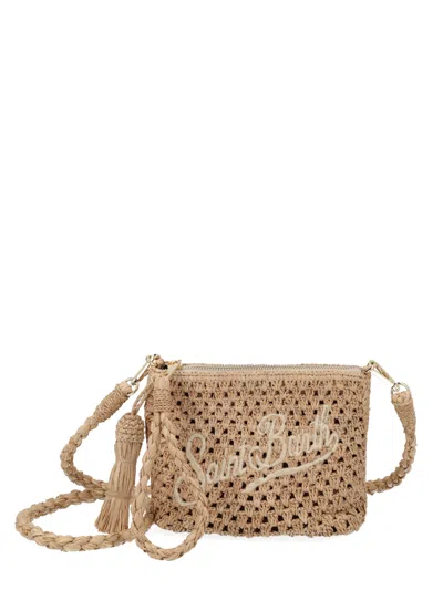 Mc2 Saint Barth Pochette In Raffia Con Logo In Red