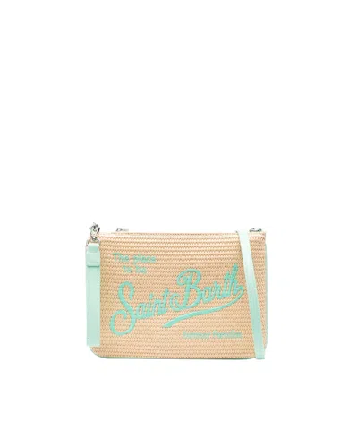 Mc2 Saint Barth Pochette Parisienne Effetto Paglia Con Dettagli Verde Acqua