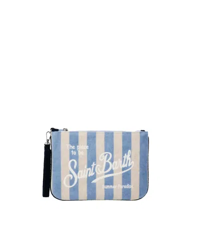Mc2 Saint Barth Pochette Parisienne In Spugna Con Motivo A Righe Celesti