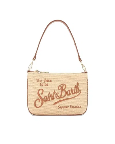 Mc2 Saint Barth Pochette Parisienne Mini Straw Marrone In Neutral