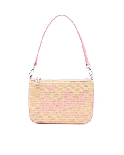 Mc2 Saint Barth Pochette Parisienne Mini Straw Rosa In Neutral