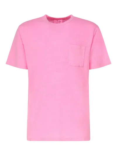 Mc2 Saint Barth Pocket Short-sleeve Linen T-shirt In Pink