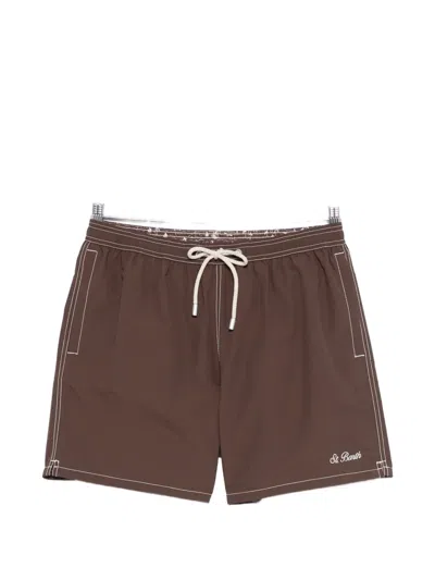 Mc2 Saint Barth Pocket Swim Shorts In Brown