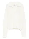 Mc2 Saint Barth Pointelle V-neck Sweater In Neutral