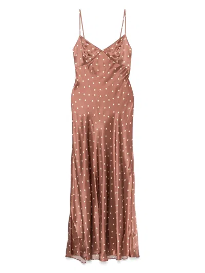 Mc2 Saint Barth Polka-dot Silk Dress In Brown