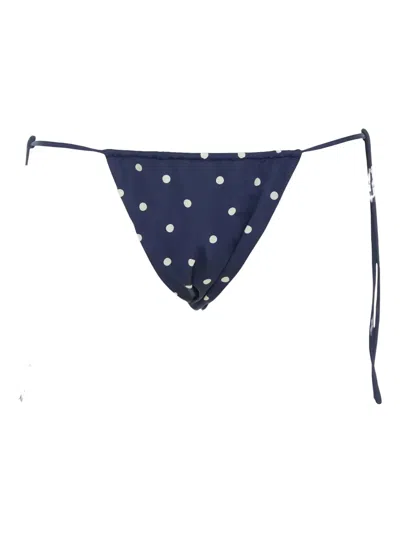 Mc2 Saint Barth Polka-dot Tie-side Bikini Bottom In Blue