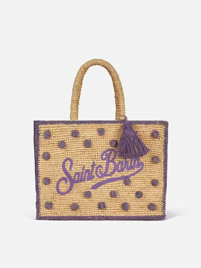 Mc2 Saint Barth Polka Dots Terry Colette Raffia Handbag In Pink