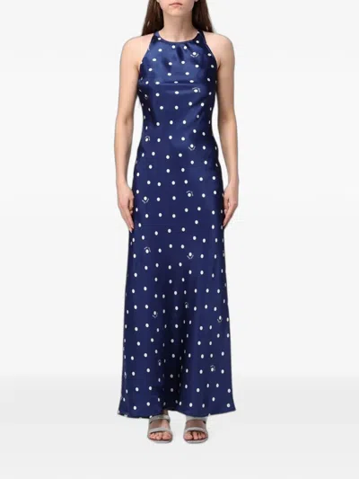 Mc2 Saint Barth Polka-dot Silk Dress In Blue