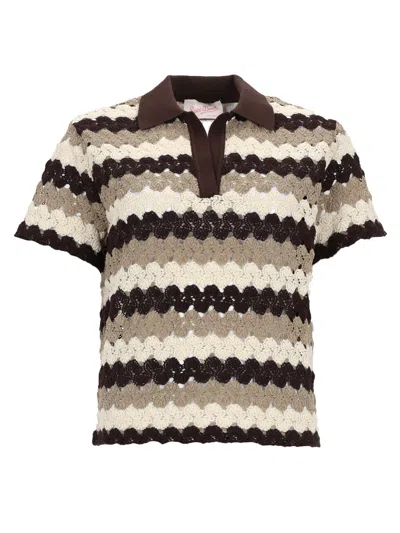 Mc2 Saint Barth Polo In Cotone Crochet In Multi