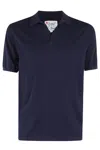 Mc2 Saint Barth Classic V-neck Polo Shirt With Short Sleeves In Blue Navy