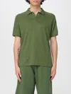 Mc2 Saint Barth Soft Texture Split Neck Polo In Green
