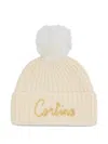 Mc2 Saint Barth Pom-pom Ribbed Beanie In Neutral