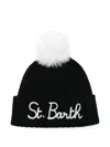 Mc2 Saint Barth Pompom Embroidered Hat In Black