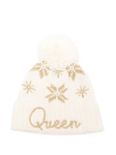 Mc2 Saint Barth Pompom Snowflake Hat In White