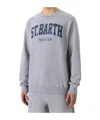 Mc2 Saint Barth Ponza Crewneck Cotton Sweatshirt With St. Barth Sport Club Print In Gray