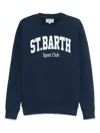 Mc2 Saint Barth Brushed Cotton Sport Club Crew-neck Sweatshirt With Printed In Blue