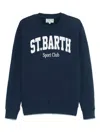 Mc2 Saint Barth Brushed Cotton Sport Club Crew-neck Sweatshirt With Printed In Blue