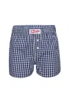 Mc2 Saint Barth Popeline Boxy Vichy Blue Shorts In Black