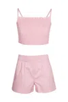 Mc2 Saint Barth Popeline Pink Top And Short Set In Pink