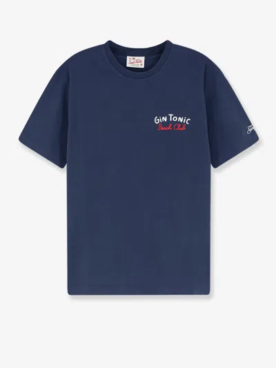 Mc2 Saint Barth Portland Cotton T-shirt With Front Embroidery In Blue