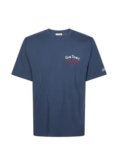 Mc2 Saint Barth Portland Gin Tonic Beach Club-embroidered Graphic-print T-shirt In Blue