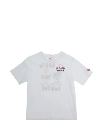Mc2 Saint Barth Kids' Portland Graphic-print T-shirt In White